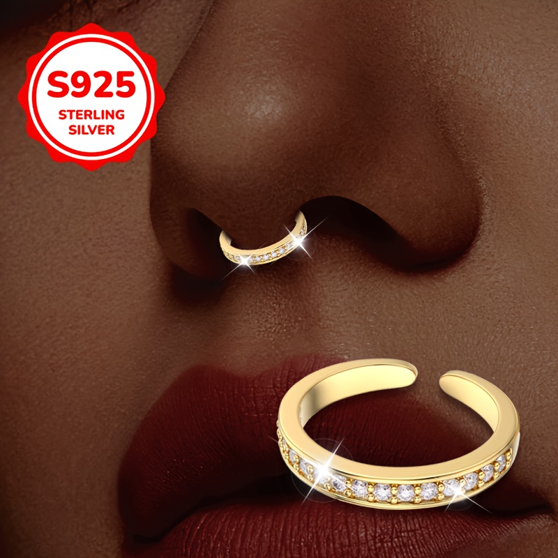 Non-Piercing Nose Stud with Synthetic Cubic Zirconia