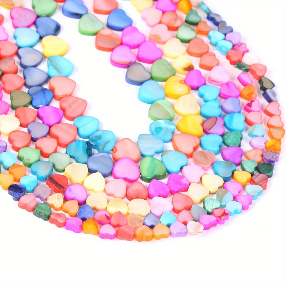 

Colorful Heart-shaped Shell Beads, 6-8mm, Transverse Hole, Natural Shell Material, Perfect For Diy Jewelry Making, Bracelets, Necklaces, And Accessories