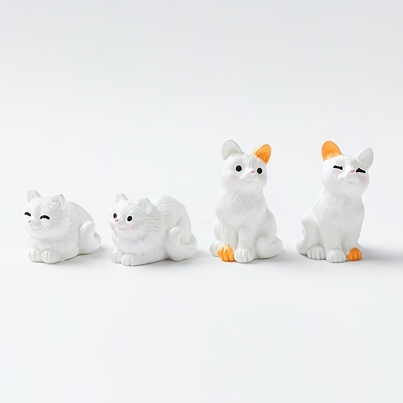 TEMU Juego de 4 adornos mini de gato , decoraciones de micro-paisaje, adecuados para decoración en interiores de automóviles, escritorios, oficinas y
