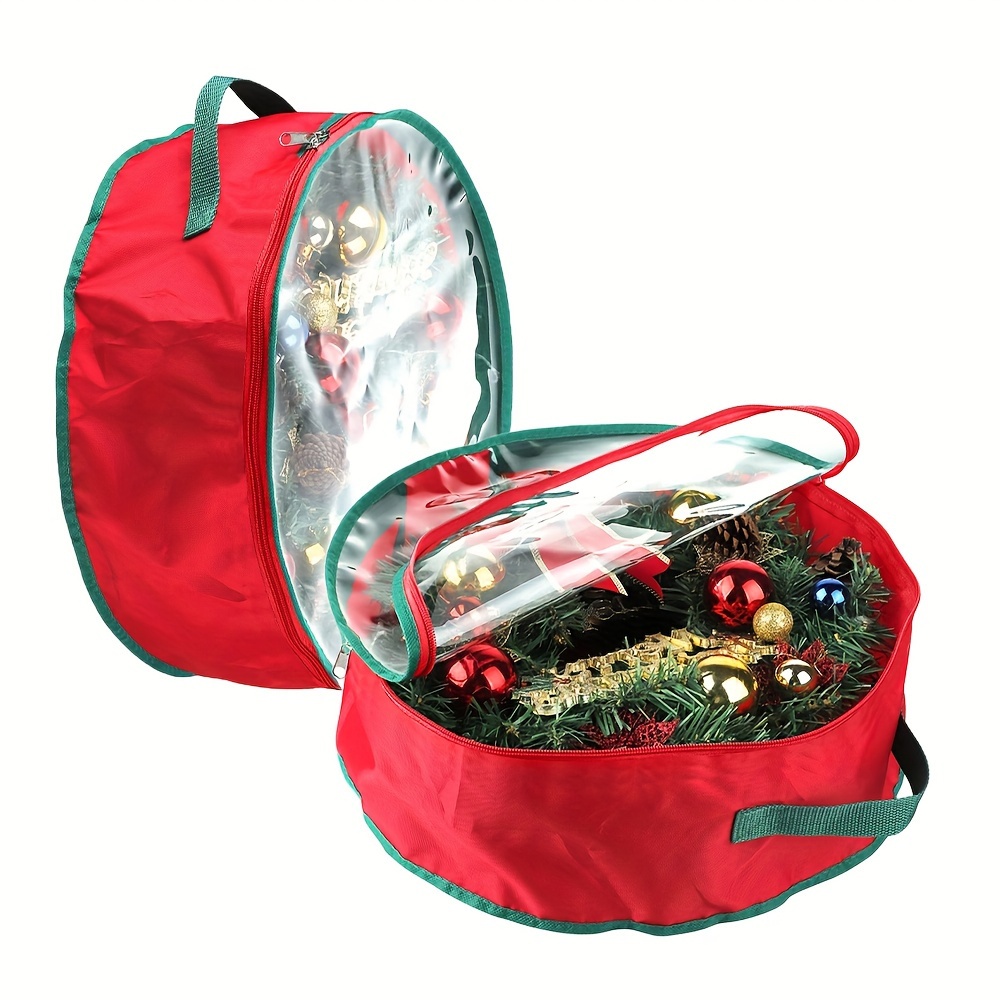 

1pc Round Wreath Storage Bag, Christmas And Pvc Transparent Lightweight Storage Zipper Bag, Christmas Wreath Finishing Bag, Organization And Storage Supplies