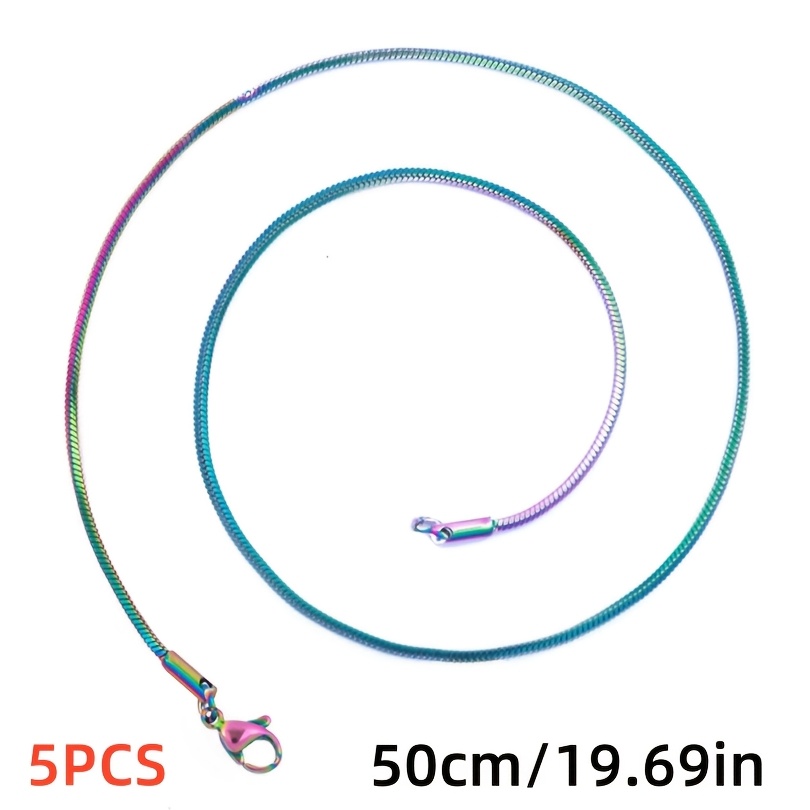 5pcs Multi-Length Lobster Clasp Square Snake Chain Necklace Set