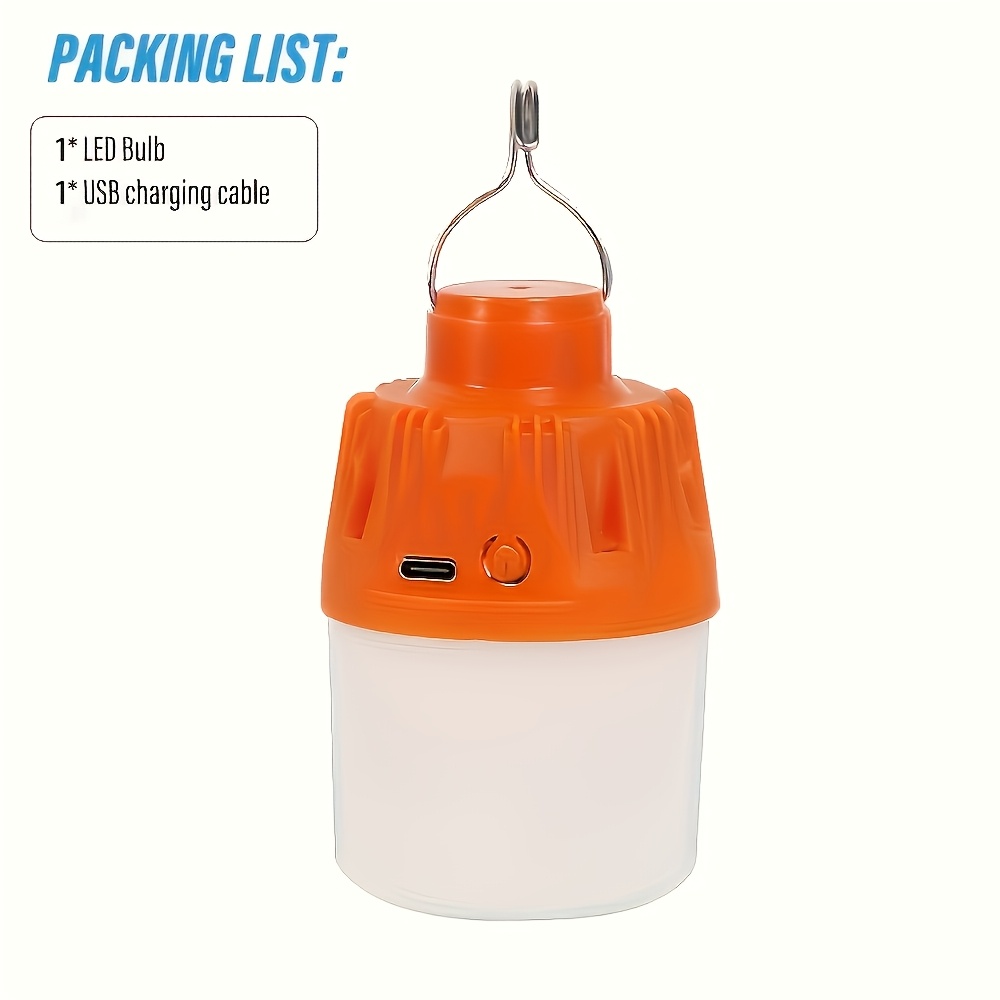 TEMU Lampe LED Portable pour Camping Extérieur - Charge USB, 3 Modes d'Éclairage, Idéale pour Tente, Air, Barbecue et Urgence. Modèle Blanc/Modèle