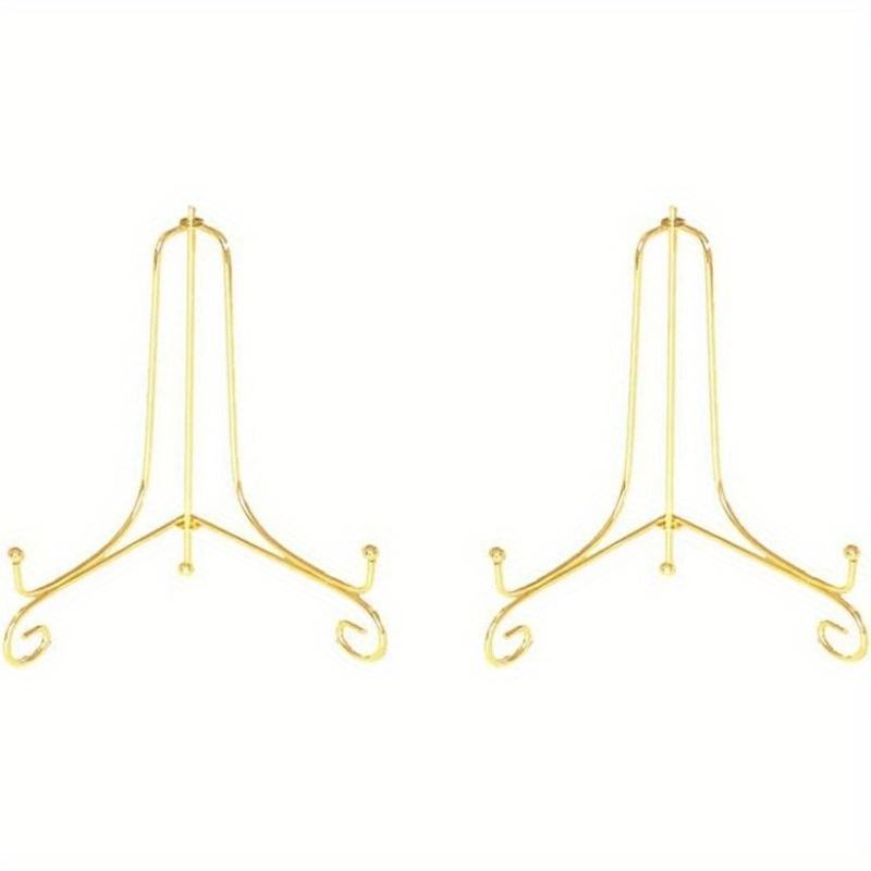 E-shop 2/10er Pack 4 Zoll Eisenplattenständer für Präsentation, Plattenhalter Displayständer, Goldene Staffeleiständer für Fotos, Bilderrahmen,