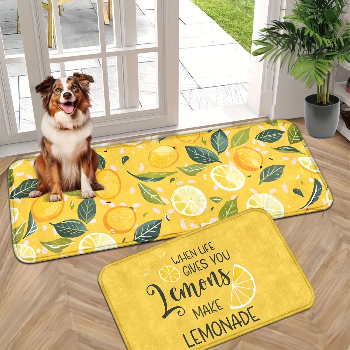 

Lemonade-inspired Rug Set - Non-slip, Machine Washable Polyester Mats For Home Decor