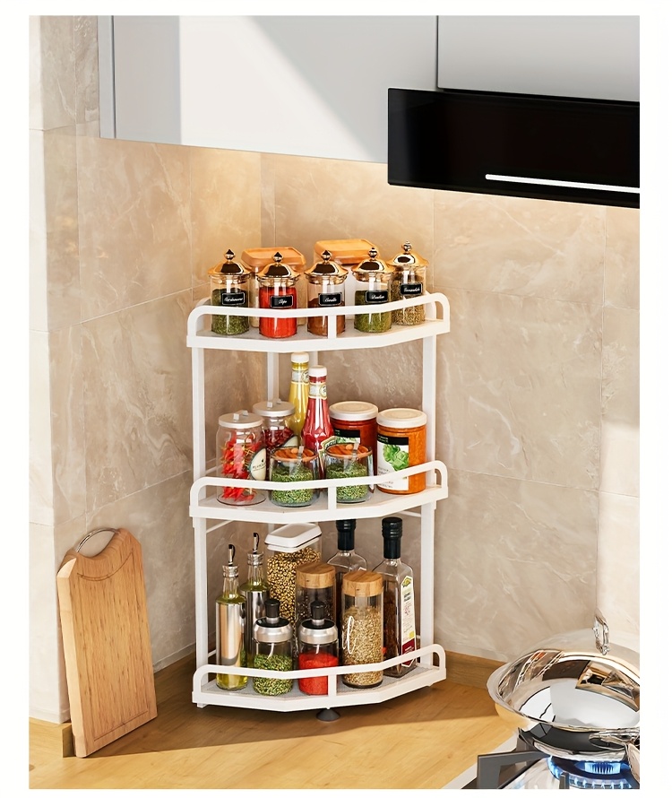 1pc modern metal countertop storage rack space saving multifunctional corner organizer with suction cups for kitchen accessories kitchen organizers and storage Product details 11