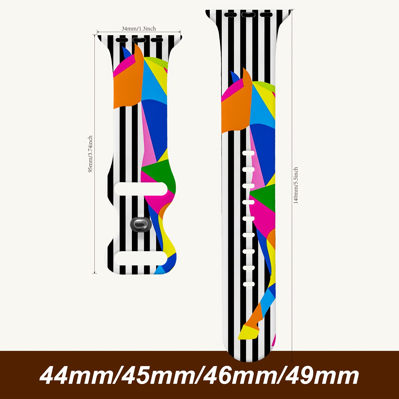 TEMU Floral Silicone Band For Watch , Se Ultra | Compatible With 38mm-49mm, Soft, Adjustable, Multicolor, Durable, Ideal For Gifts, Business, Daily
