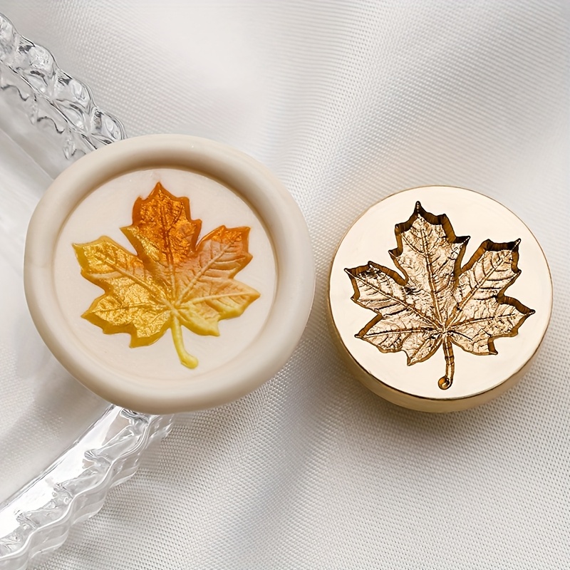 Image of 1pc, Plant Leaf Series, Wax Stamp Head, Lacquer Stamp Head, Detachable, Specimen, Collection, Send , Graduation Season, Envelope Sealing, , Bookmark Stickers