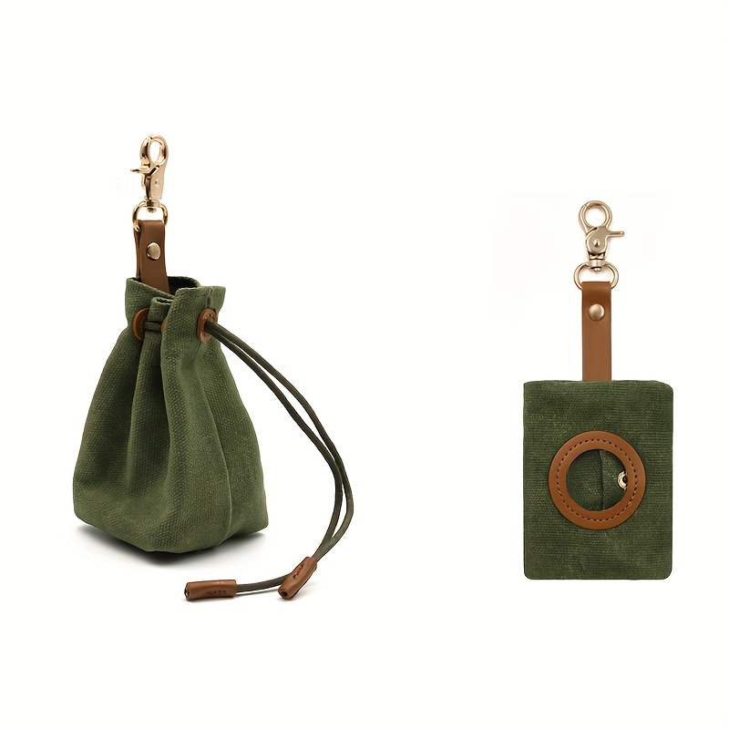 Image of 2pcs Dog Food And Poop Bag Combo, Drawstring Sealable Pet Feeding Bags With Dog Waste Dispenser, Portable Pet Feeder Storage Pouches, Suitable For Pet Lovers