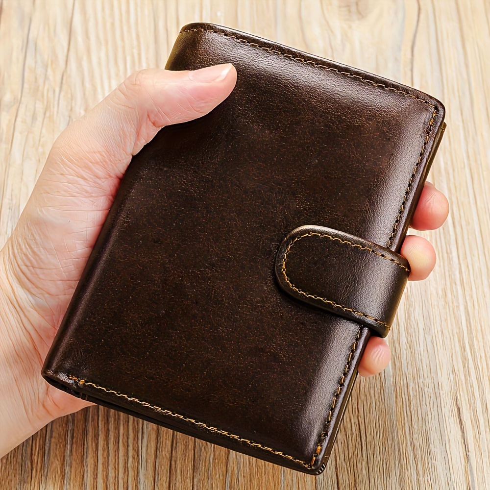 Men's Genuine Leather Wallet Rfid Anti-theft Brush Wallet Top Layer Cowhide Wallet Father's Day Gift Multi Slot Card Bag Wallet Men's Gift