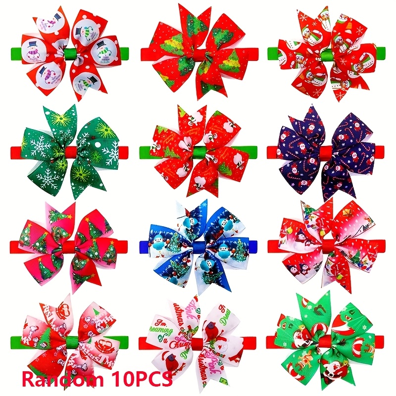 TEMU 10 pezzi Assortimento Casuale Fiocchi per Animali Domestici Natalizio Simpatici Fiocchi Esagonali Decorazione Toelettatura