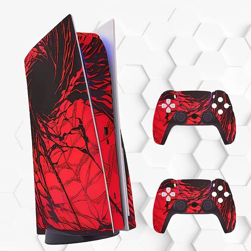 for console controller sticker skin set red black vortex design scratch resistant protective wrap