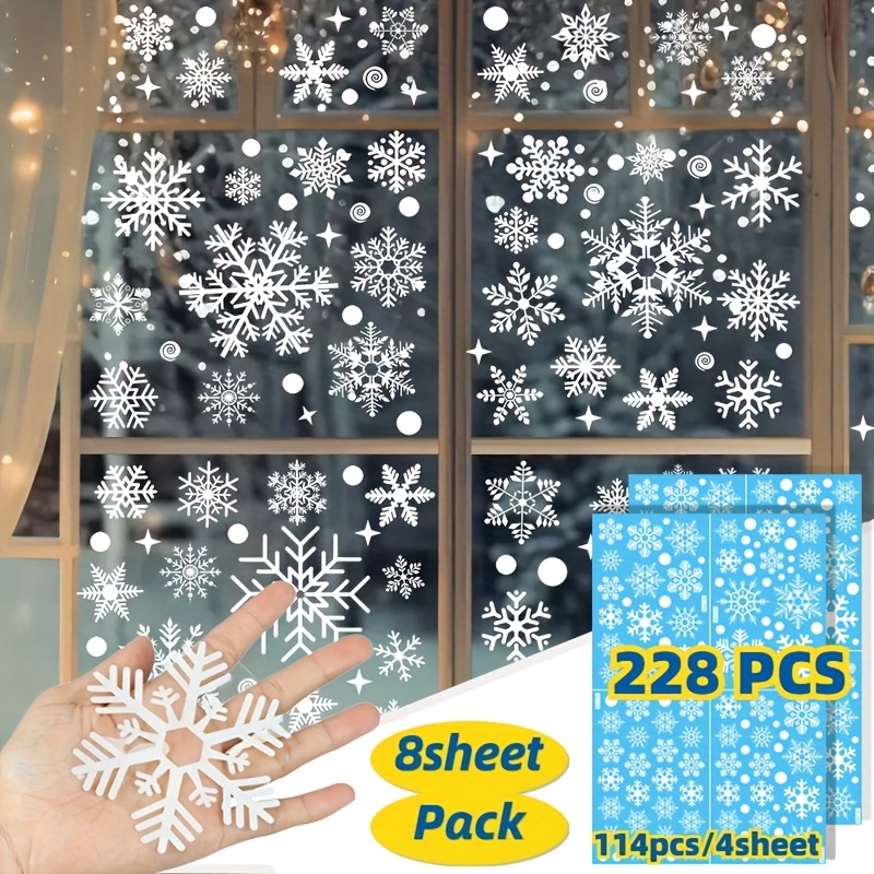 

114/228pcs Window Clings Set - Pvc Static Adhesive, No Power Needed, Wall Hanging, Christmas & Decorations, Party Supplies