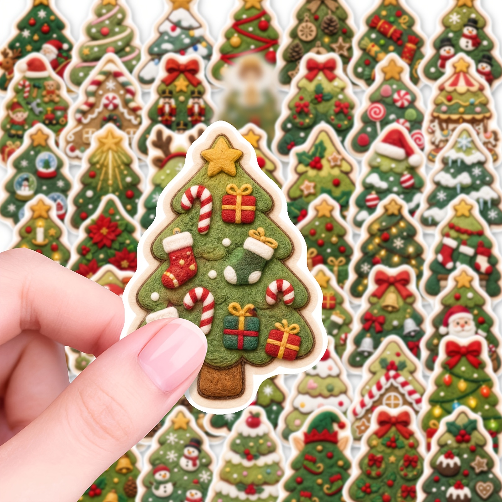 TEMU 50pz Adesivi Festivi Albero di Natale, Decalcomanie a Tema Festivo, Ideali per Decorazioni per Feste, Abbellimento di Diari, Confezioni Regalo
