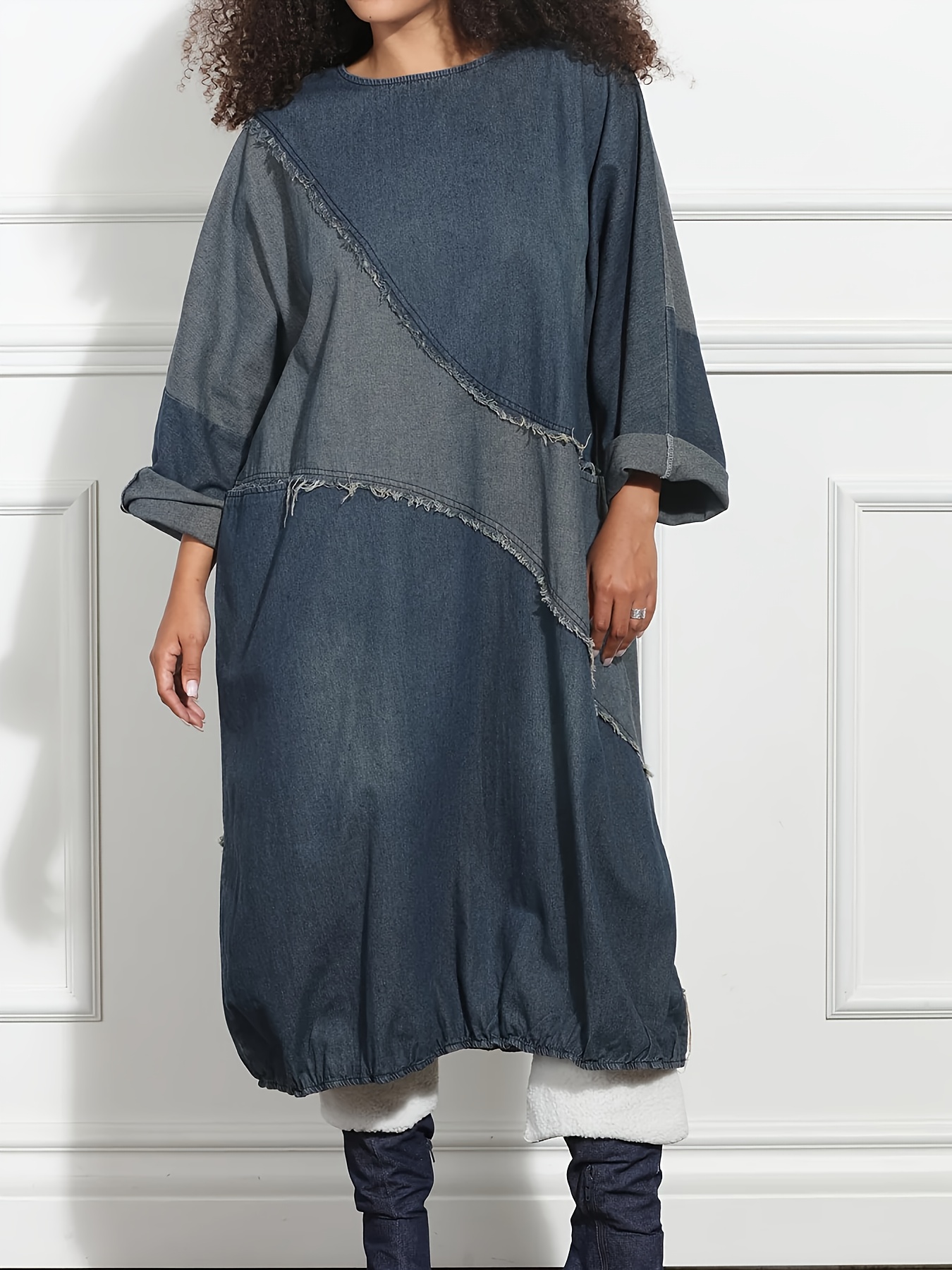 knee length dresses for ladies Wrangler Women's Retro Maxi Denim Dress, XL main image 1