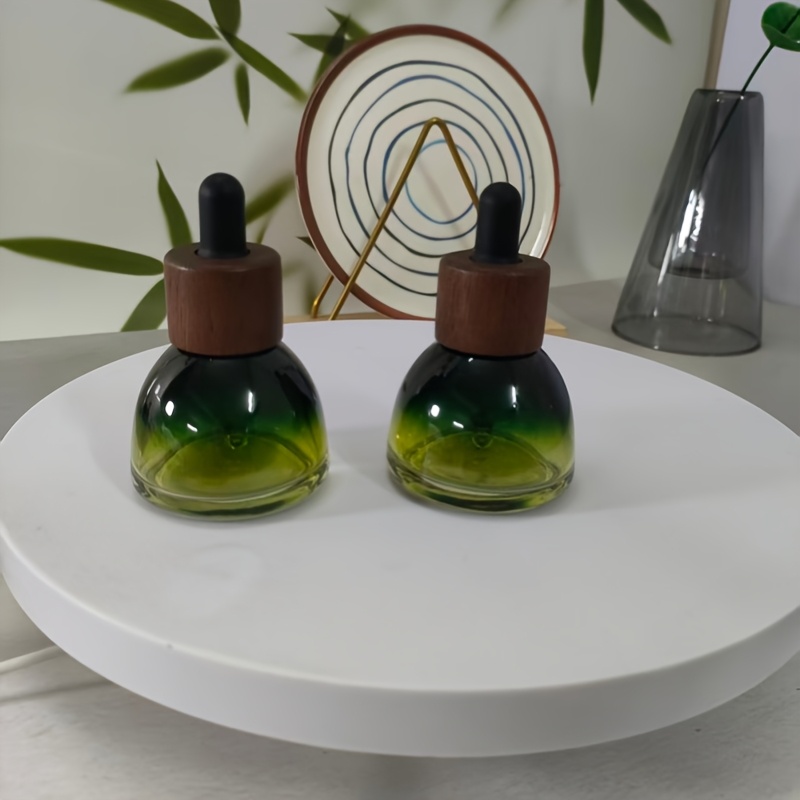 TEMU 2pcs 30ml/1.01oz Vintage Dark Green Conical Glass Perfume Dropper Bottles, Refillable Perfume, Essential Oil Compartmentalized Bottles, Sample