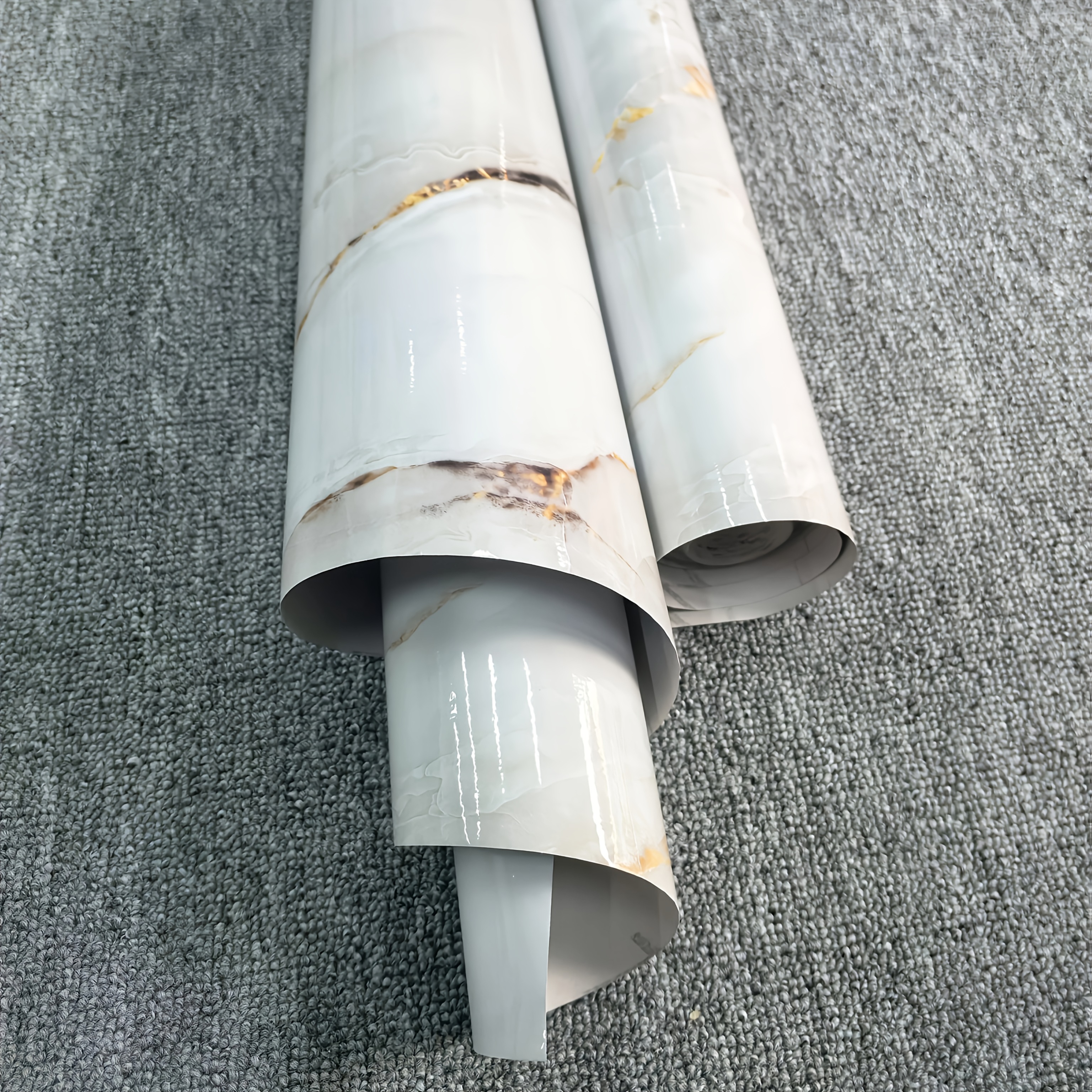 Image of 1 Roll Self-adhesive Marble And Jade Wallpaper - Waterproof, Oil-proof Peel And Stick Aluminum Foil Contact Paper For Kitchen Countertops, Bathroom Walls, Bedroom Decoration - Easy To Paste And Remove