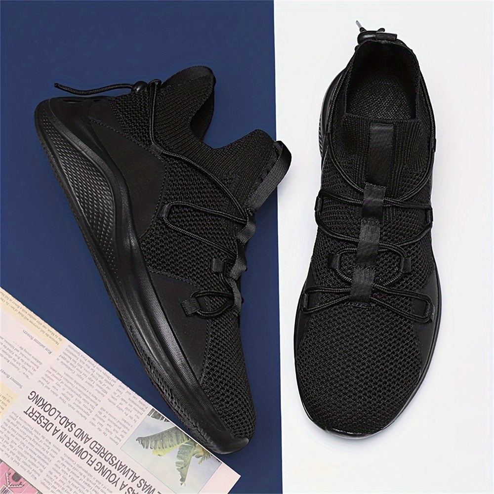 mens lightweight breathable knit running shoes low top  display picture 2