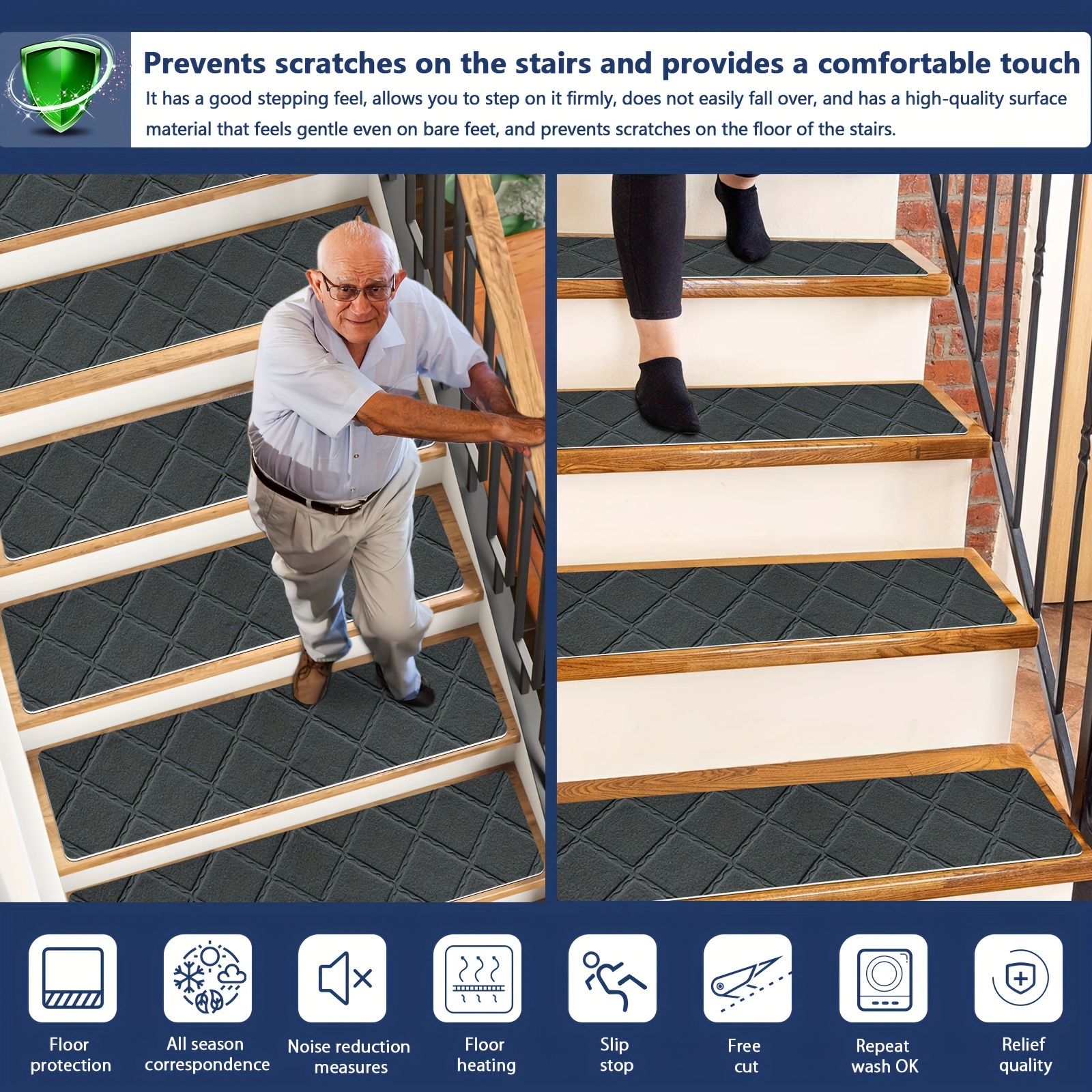 Rugshop Bohemian Design Geometric Non-Slip (Non-Skid) Stair Treads C