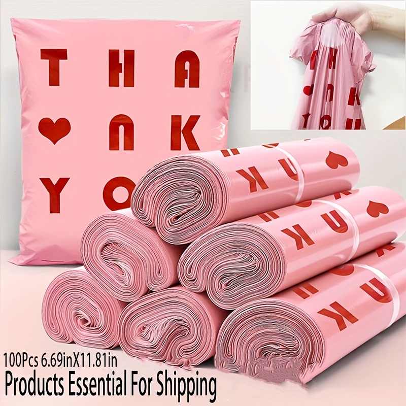 

100 Pieces 6.69inx11.81in Pink Text Graphic Mailing Garment Shipping Bags, Self-adhesive Mailing Envelopes For Business Vendors, Flexible And Secure Packaging, Waterproof Tearproof Mailing Bags,