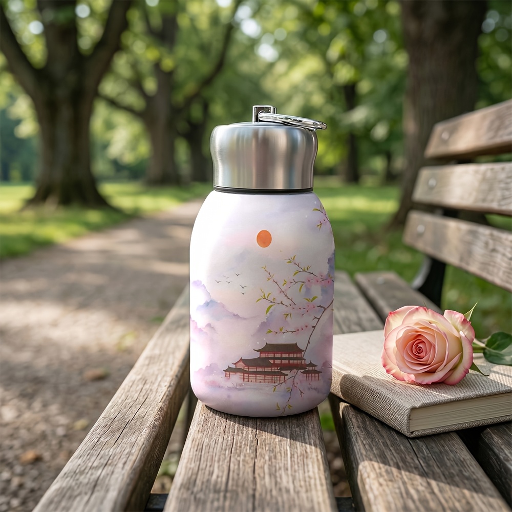 10 5oz insulated water bottle stainless steel leakproof cherry   and   pattern for   home office 1pc