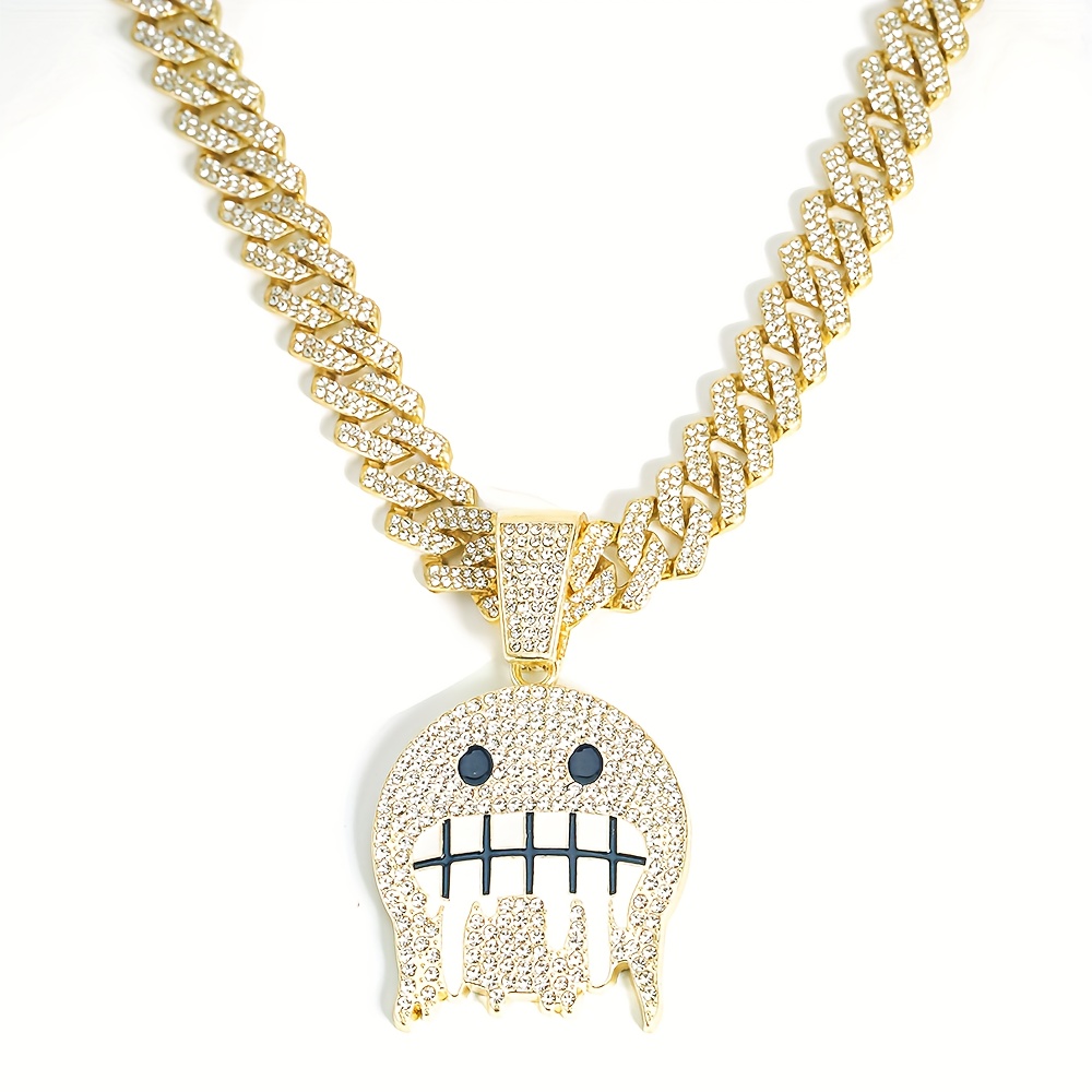 Hip Hop Ice Face Pendant Cuban Chain Necklace