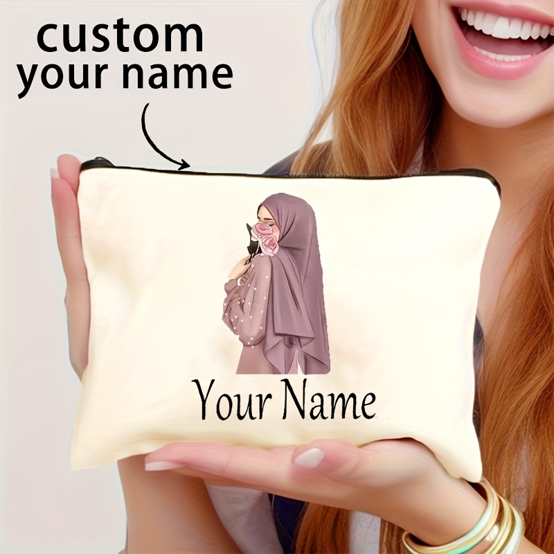 Image of A Custom Gift Makeup Bag, A Polyester Cosmetic Pouch With A Personalized Name, A Unisex Adult Travel Toiletry Storage Bag, The Best Holiday Gift For , Family, And