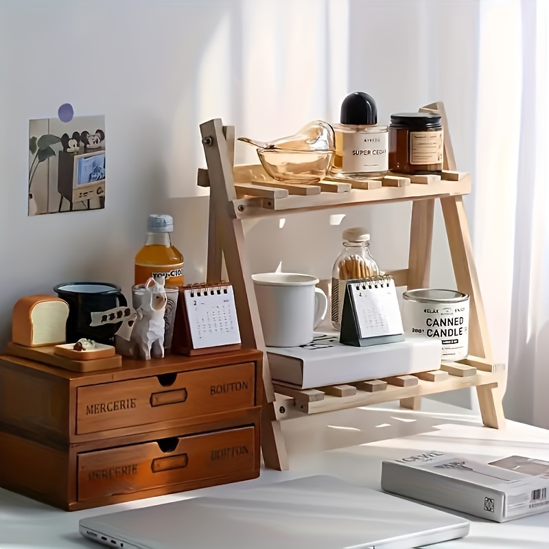 Estante de escritorio, estantería pequeña de madera, mini  estantería independiente, estantería de escritorio, estante de  almacenamiento de 2 niveles, decoración de oficina, organizador de :  Productos de Oficina