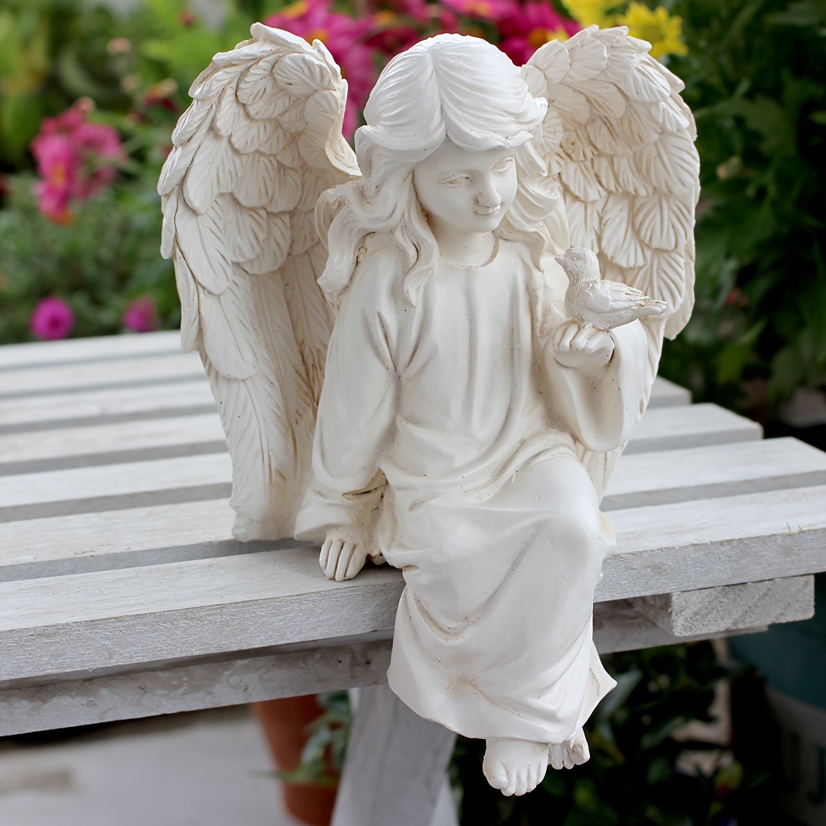3d angel statue white angel outdoor garden resin crafts - Temu