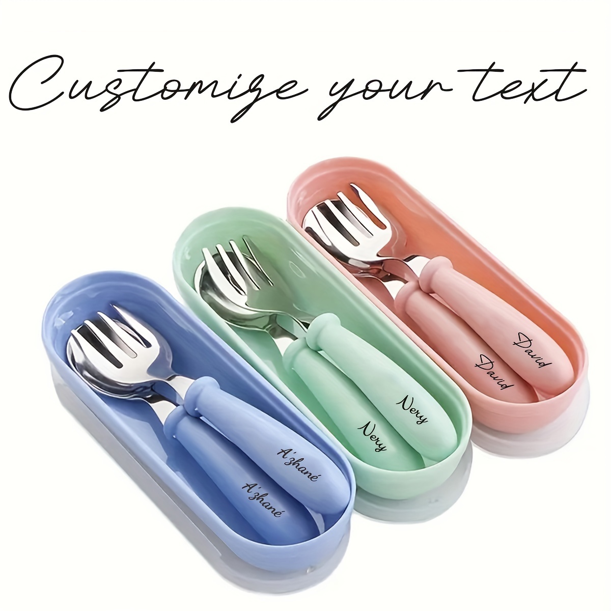 

1pc Personalized Engraved Utensils, Forks And , Steel Utensils Silverware Set Storage Box For Safe Meals (set Of 3 Box)