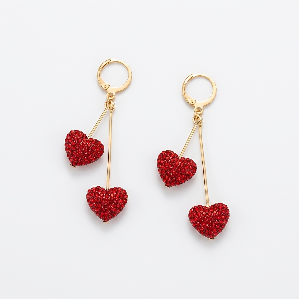 TEMU 1 Paire de Boucles d'Oreilles Pendantes Tendance pour Femme, Style Vintage Y2K de Luxe Léger avec Pendentif Cœur Géométrique et Longues Franges,