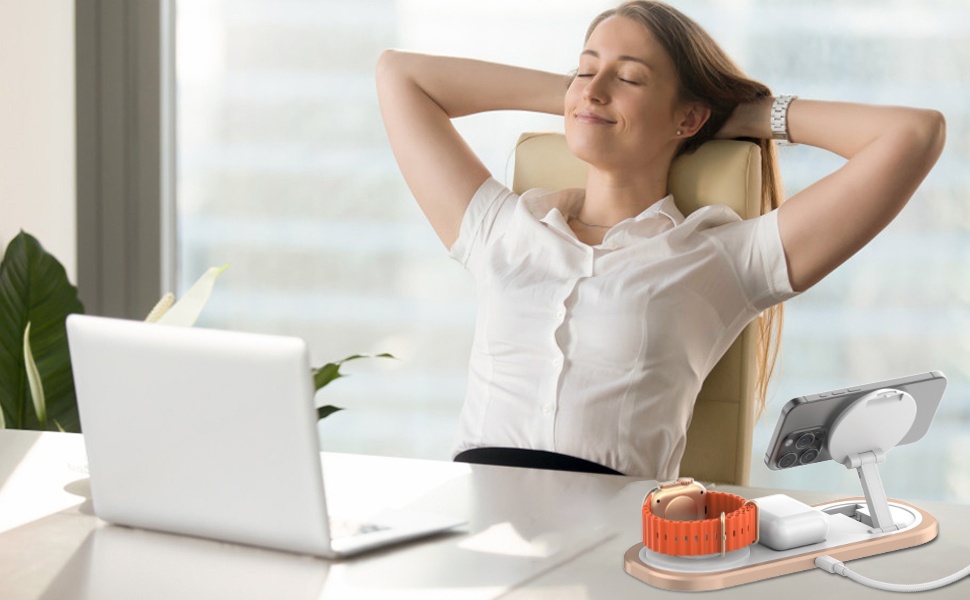 3 in 1 wireless charger for iphone foldable charging station compatible with iphone 16 15 14 13 12 pro max pro   suitable for iwatch 10   se 6 5     ultra fits pro 2 3 4 Product details 1