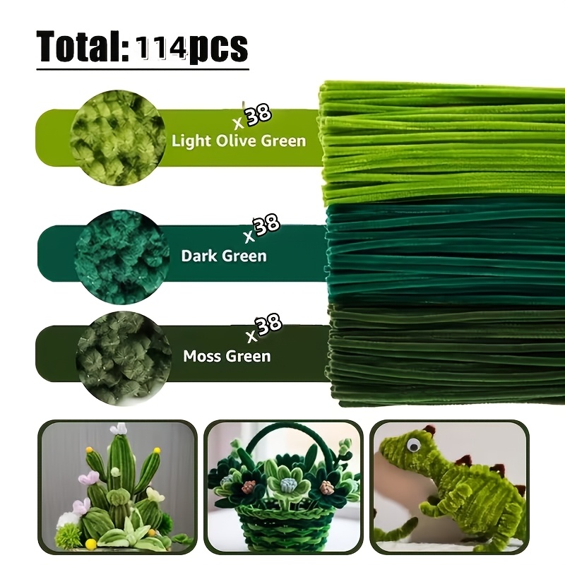 TEMU 114pcs Diy Creative Twisting Rod Set, Cleaner Craft Kit In 3 Colors, Thickened Plush Display Rod Pipe Cleaners, Suitable For Christmas Tree