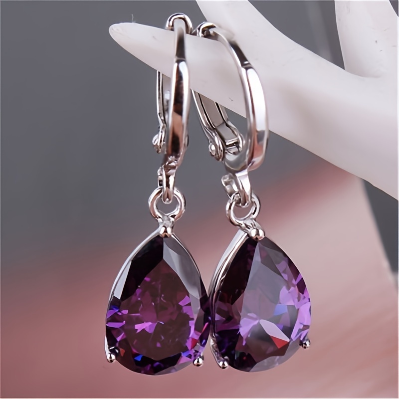 

1 Pair Of Fashionable Moonlight Cat Eye Stone Earrings, Water Drop Crystal Earrings, Ear Clip