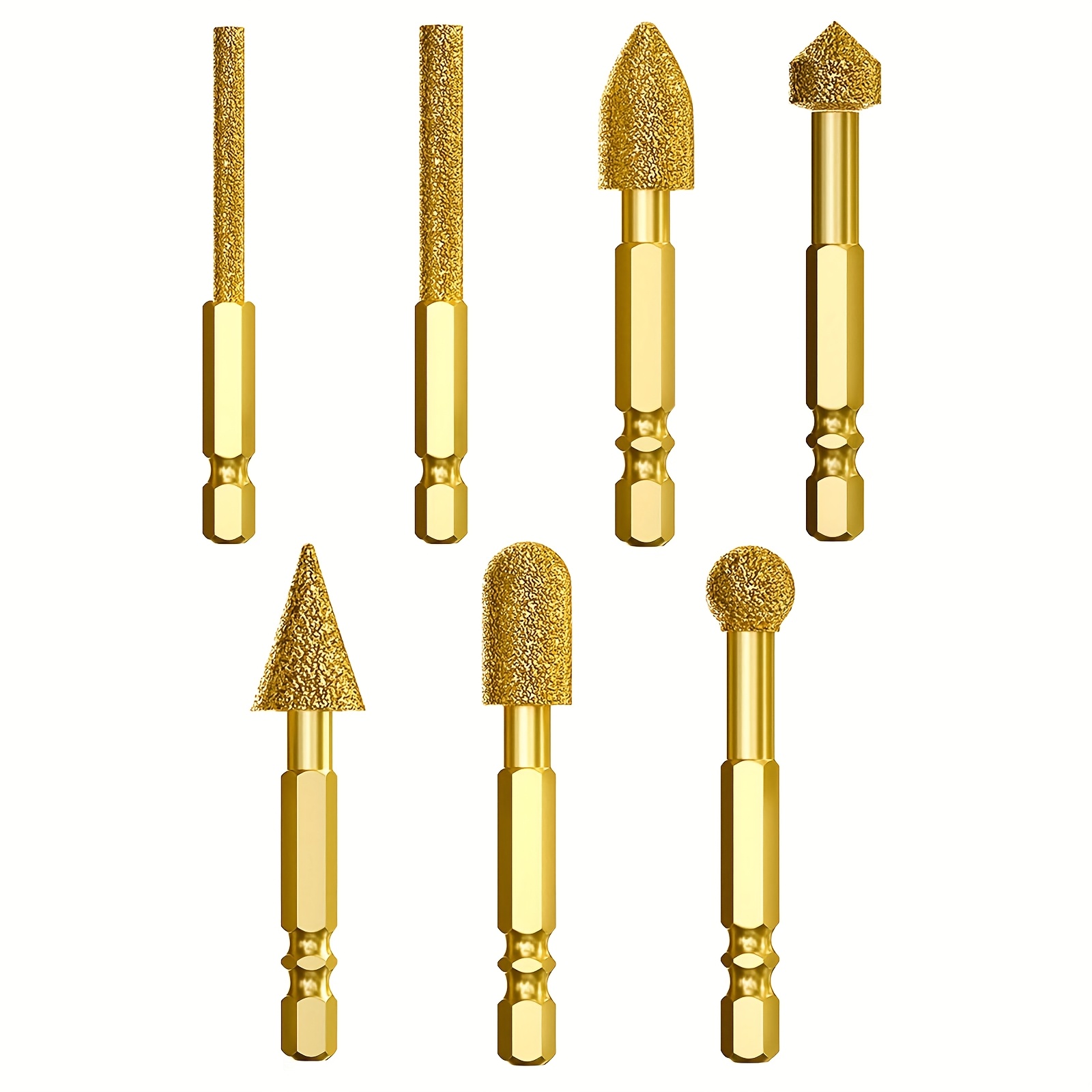 7pcs Diamond Grinding , Suitable For Cast, Ceramics And Stone, Drilling And Polishing Tools - Compatible With Most Power Tools