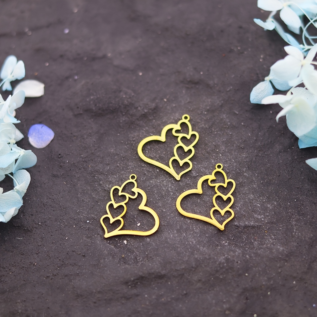 TEMU 3 piezas de dijes de hueco de acero inoxidable, colgante irregular, borlas para manualidades, pendientes, pulseras, suministros para hacer