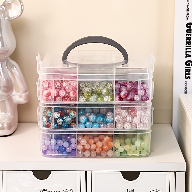 

1pc Plastic 3-layer Cosmetic Storage Organizer Box, Portable, With 18 Removable Compartments, For Kitchen, Bathroom, Bedroom