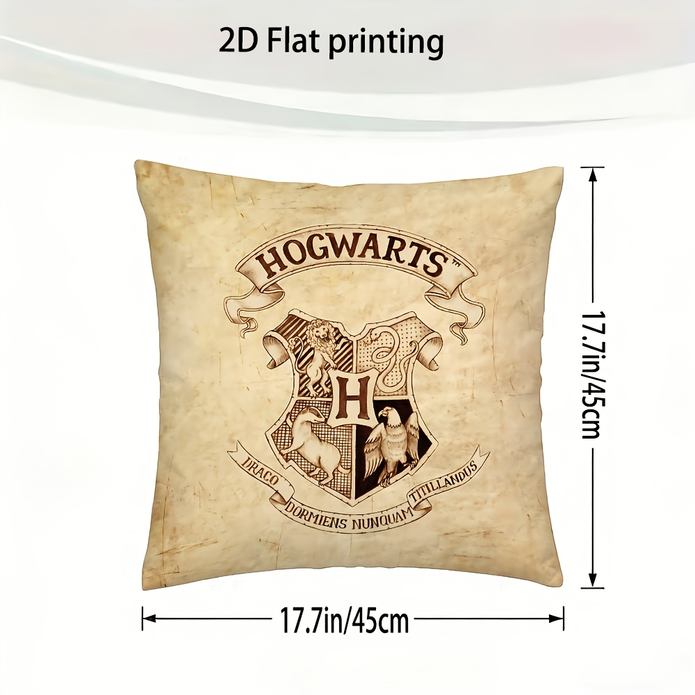 TEMU Harry Potter Vintage Hogwarts Logo Pillowcase (pillow Insert Not Included) 17.72 X 17.72 Inches Double Sided Print Design For Decorating Your