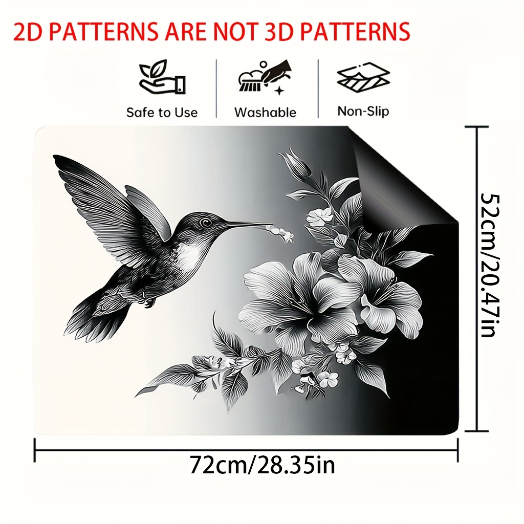 TEMU 1pc, Couvercle de cuisinière de cuisine imprimé plat bidimensionnel avec un motif floral de et blanc, polyvalent pour la décoration de bar à