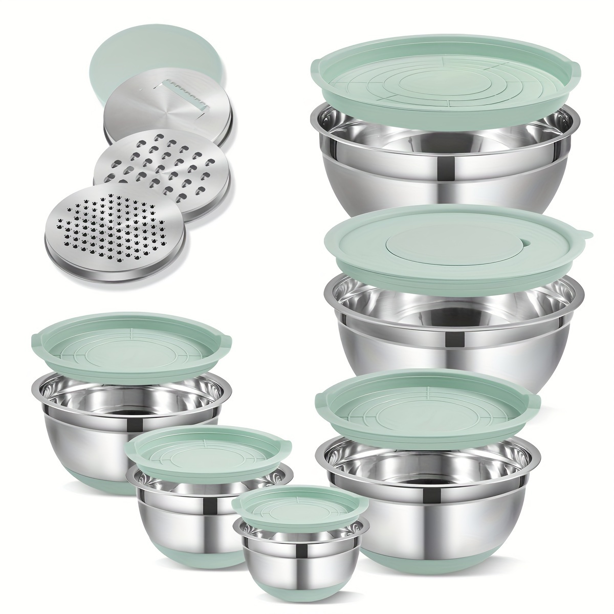 

Stainless Steel Nesting Mixing Bowls With - 6 Sizes, 3 , And Silicone Bottoms - Mixing And Serving - Christmas, Thanksgiving, Easter, Hanukkah, , And More