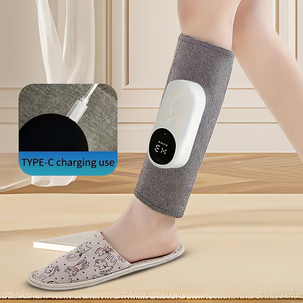 air compression leg massager rechargeable with a 2000mah battery featuring 3   levels   temperature settings   with a 2000mah lithium polymer battery its portable and suitable for calves thighs and knees Product details 3
