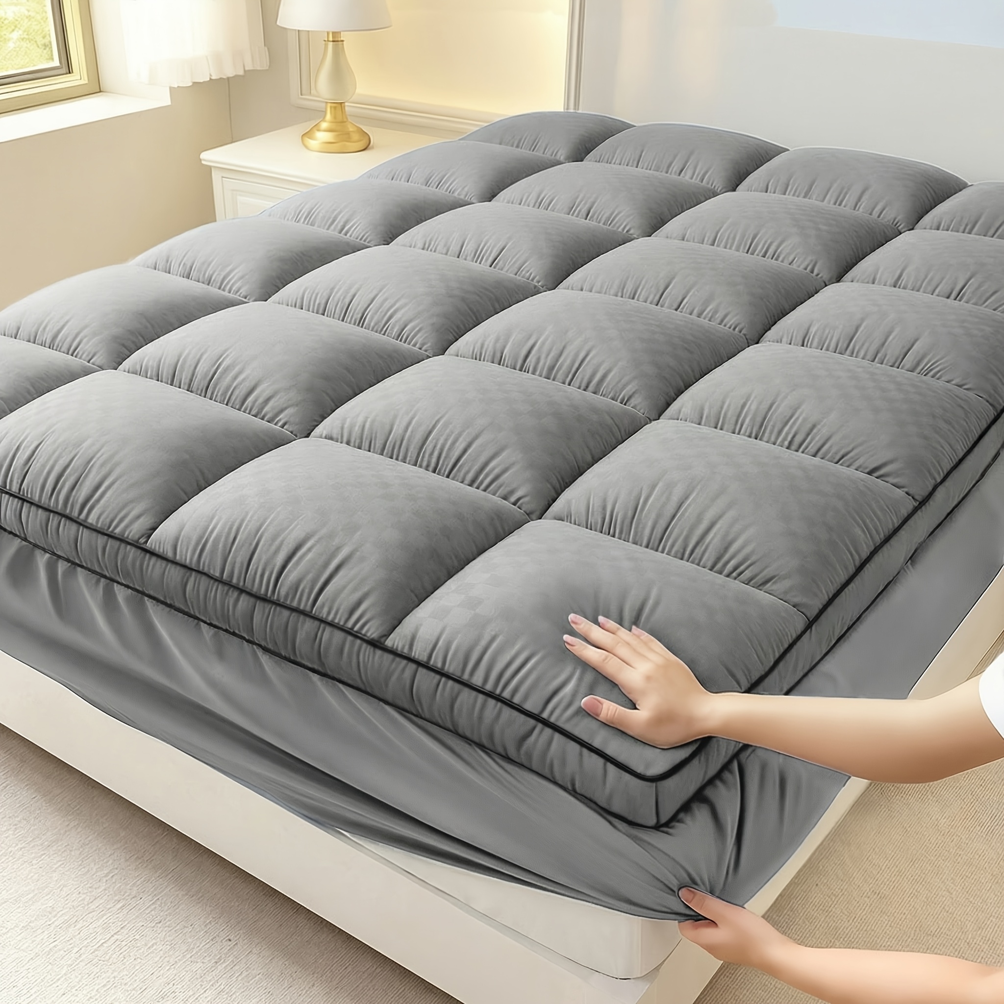 fitted mattress protector non slip and comfortable cozy bedroom bedding accessory machine washable top stretches up to 8 21 inches deep pocket cooling design