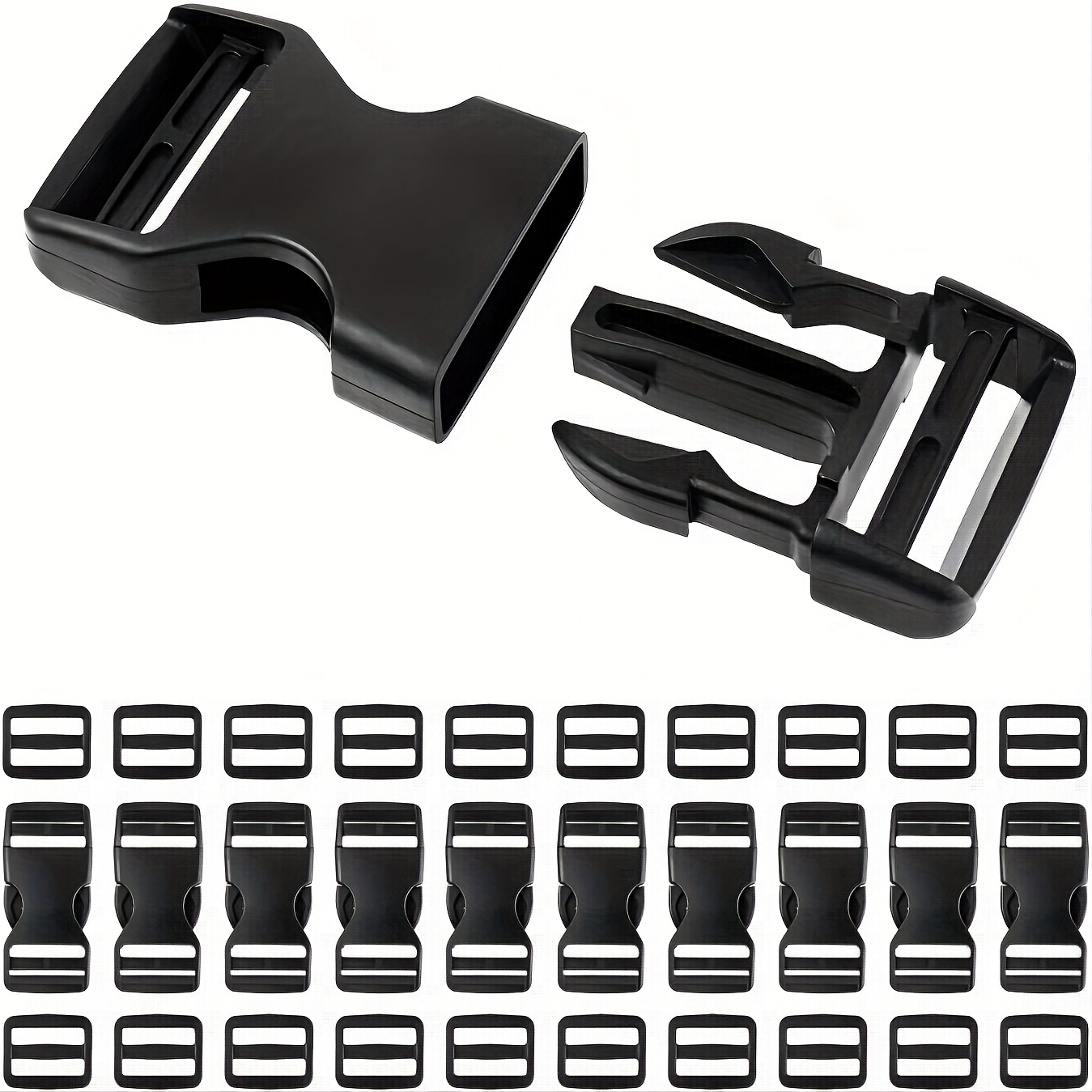 

10 Sets Of 1-inch (approximately 2.5 Cm) Straps With 20 Sliding Clips, Plastic Clips, Suitable For 1-inch (approximately 2.5 Cm) Wide Nylon Webbing Canvas Straps In Black.