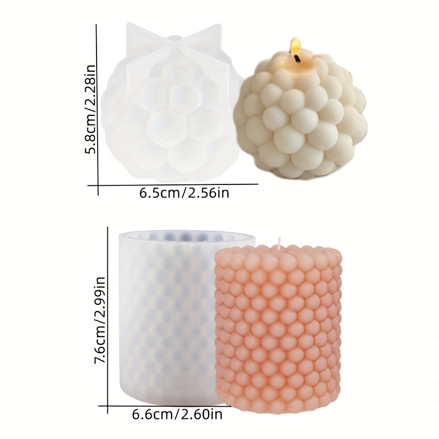 TEMU Diy Silicone Candle Mold Kit - Spherical & Cylindrical Shapes For Soy Wax, Resin Crafts & Soap Making