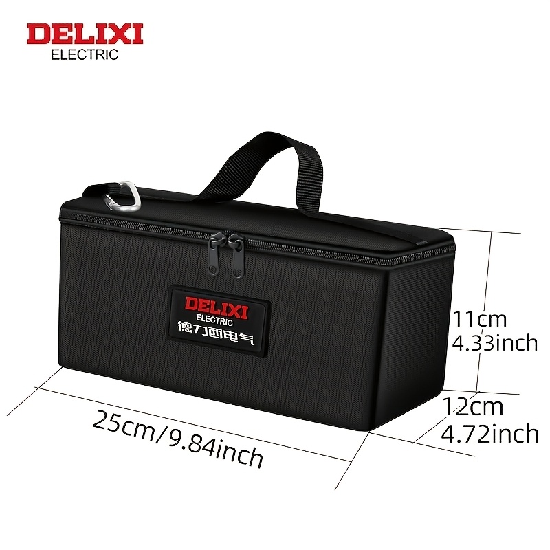 Image of Electric 10 Inch Tool Bag Top Open Portable Handbag 1680d Oxford Cloth Wear-resistant Thick Large Capacity Storage Bag Double Zipper With Safety Electrician Bag Woodworking Special Storage Bag