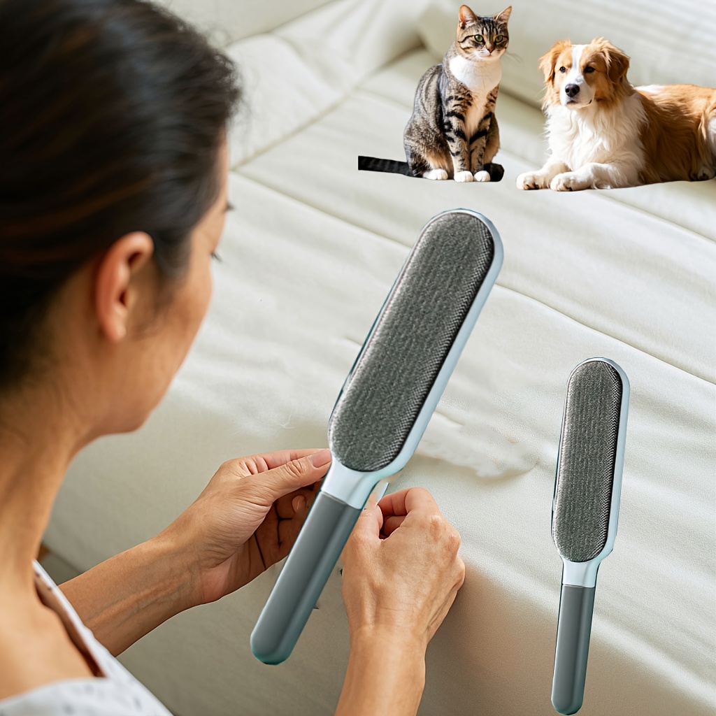 TEMU 2pcs Furniture Lint Remover Brushes, Double Sided Self Cleaning Loose Hair For Pet, Hair Cleaner For Clothes, Sofa, Carpet, Includes A Set + Replacement Brush