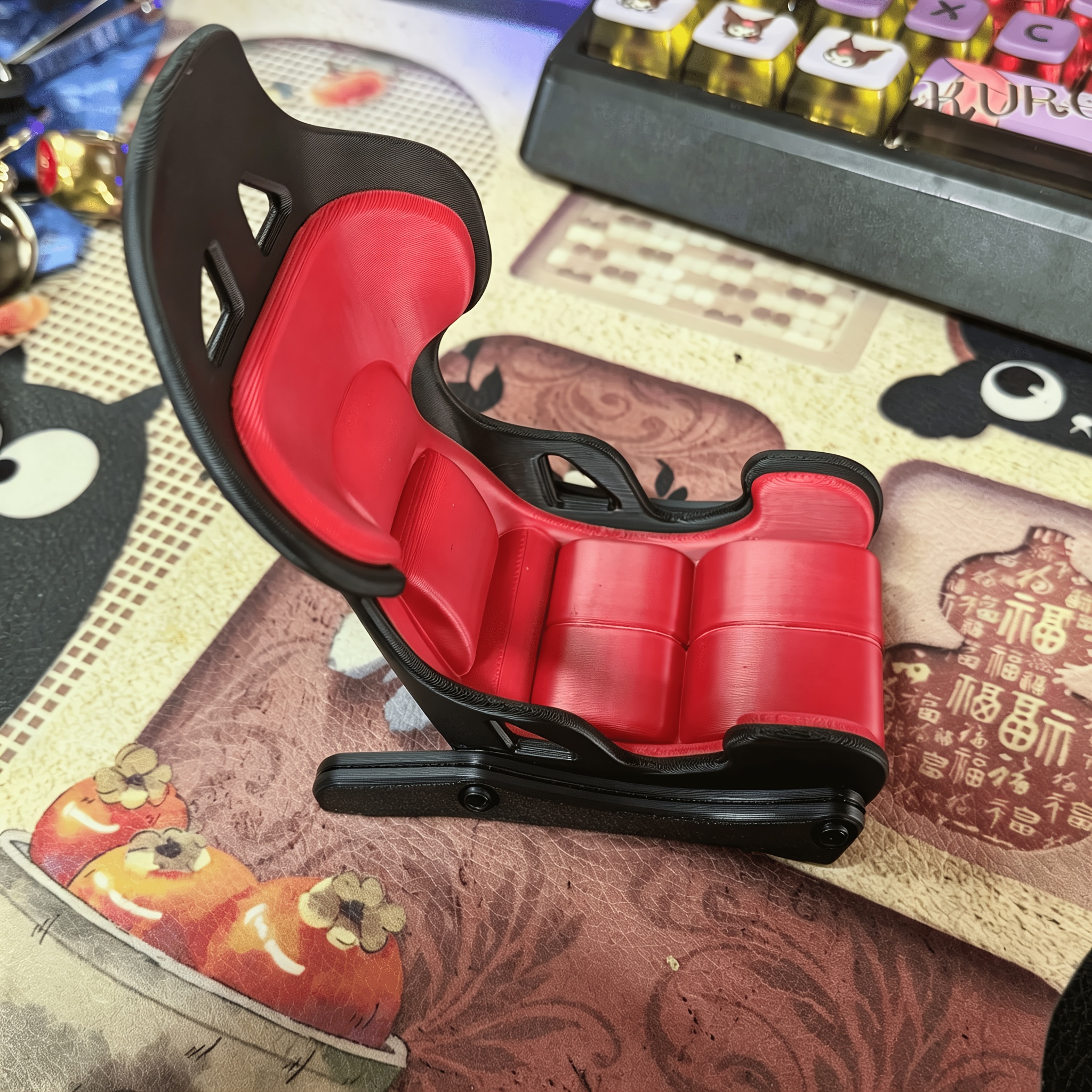 TEMU Racing Seat Style Phone Holder, Office Desk Phone Stand, Universal Desktop Smartphone Stand For Gaming, Video Watching, And Desktop Use