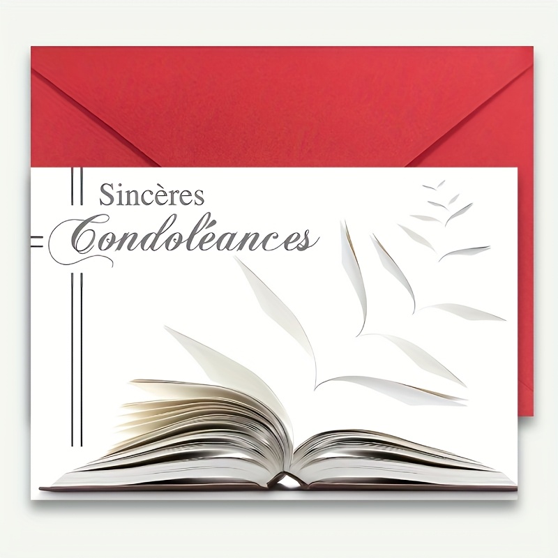 TEMU 1 Carte de Condoléances Premium Française, Carte de , Deuil, , Funérailles, Enveloppe Incluse