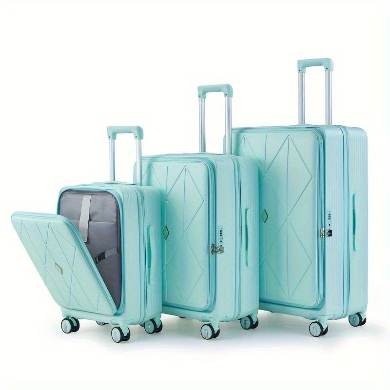 

3pcs Hard Shell Pc Luggage Suitcase, Carry On Trolley Case With Tsa Lock, Universal Wheels Travel Case 20''24''28''