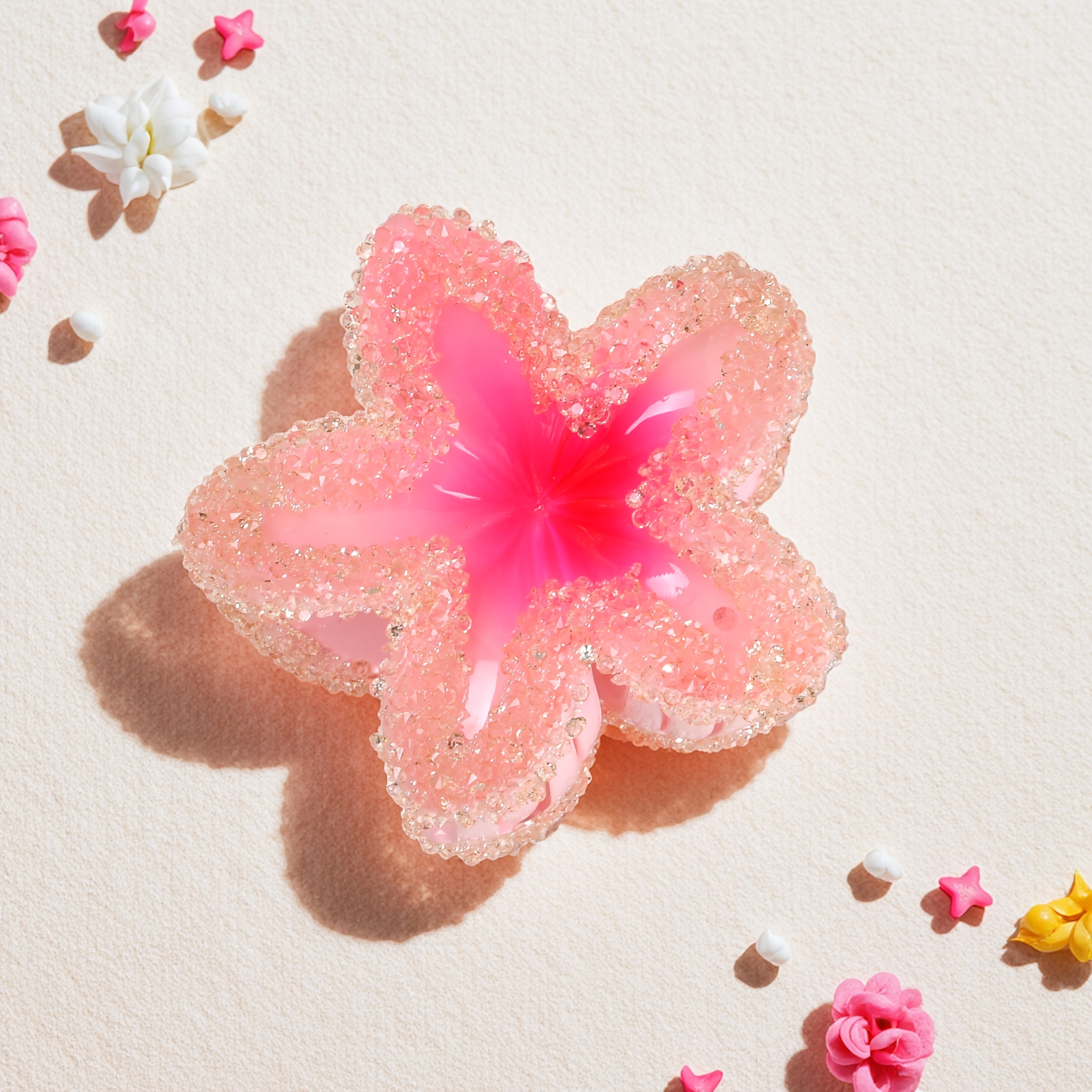 E-shop Funkelnder Strass-Blumen-Haarspange - Glitzerndes Mehrfarbiges Sternförmiges Haaraccessoire, Niedlicher & Stilvoller Hai-Spangenclip für