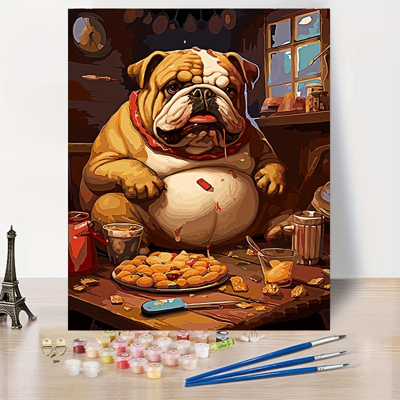 

1pc Painting By Numbers Bulldog Frameless Animal Hand-painted Paint By Numbers For Adults Acrylic Kits Decorative Painting Suitable For Adult Beginner Enthusiasts 40x50cm/16x20in